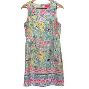 Lilly Pulitzer Shift Dress Summer Print Women Size 4 Sleeveless Zip